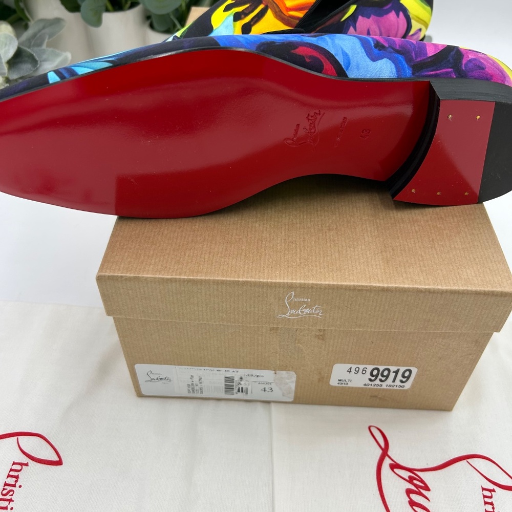Men’s Christian Louboutin Dandy Chick satin loafers floral size 43 - Picture 6 of 9